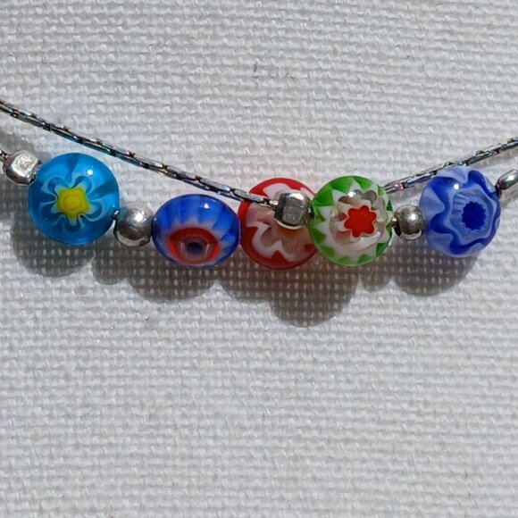 Sterling Silver Millefiori Necklace Multicolour - Picture 3 of 3